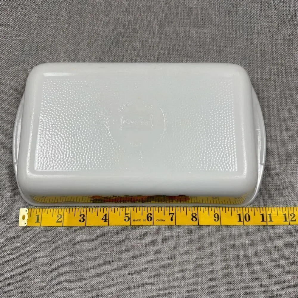 Vintage Glasbake Milk Glass Pan 1.5 Qt Vegetable Medley Design